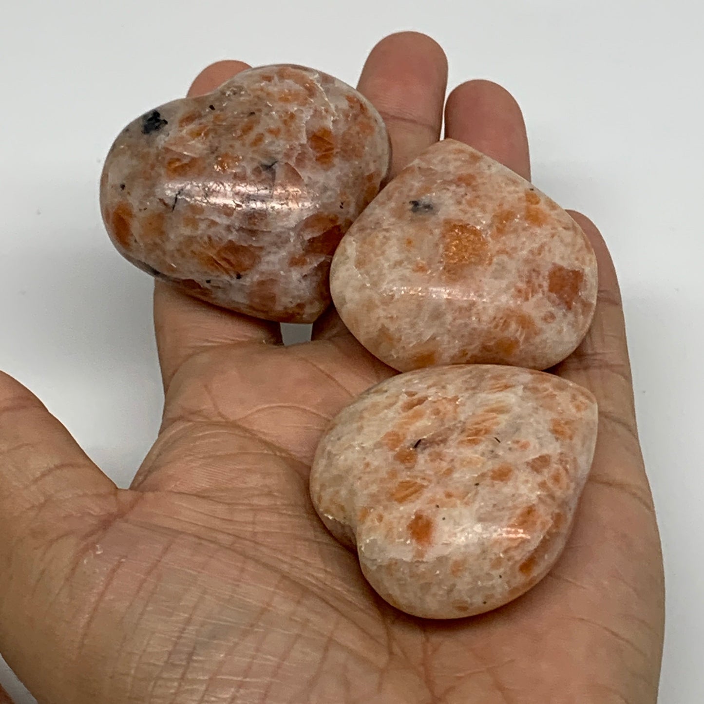 1030g (2.27 lbs) ,15 pcs, 1.6"- 1.9", Sunstone Hearts from India, B34798