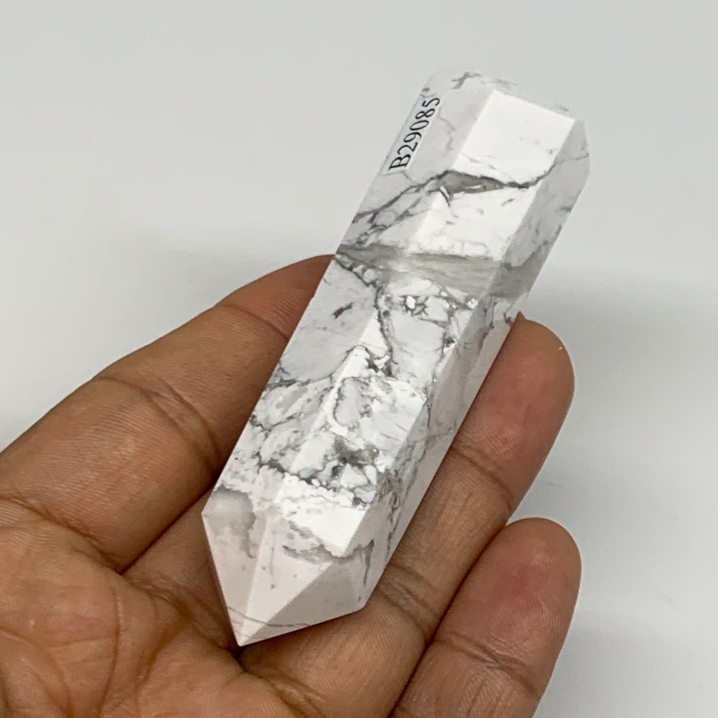 82.1g, 3.3"x0.9"x0.8", Natural Howlite Point Tower Obelisk Crystal, B29085