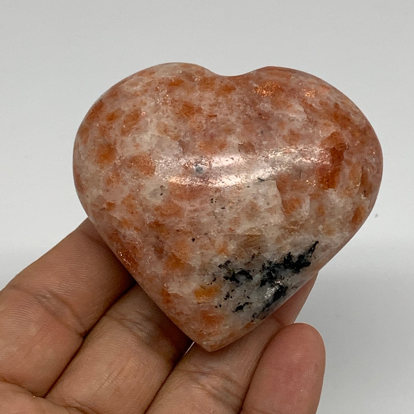 136.9g, 2.3"x2.5"x1.1", Sunstone Heart Polished Healing Crystal, B34799