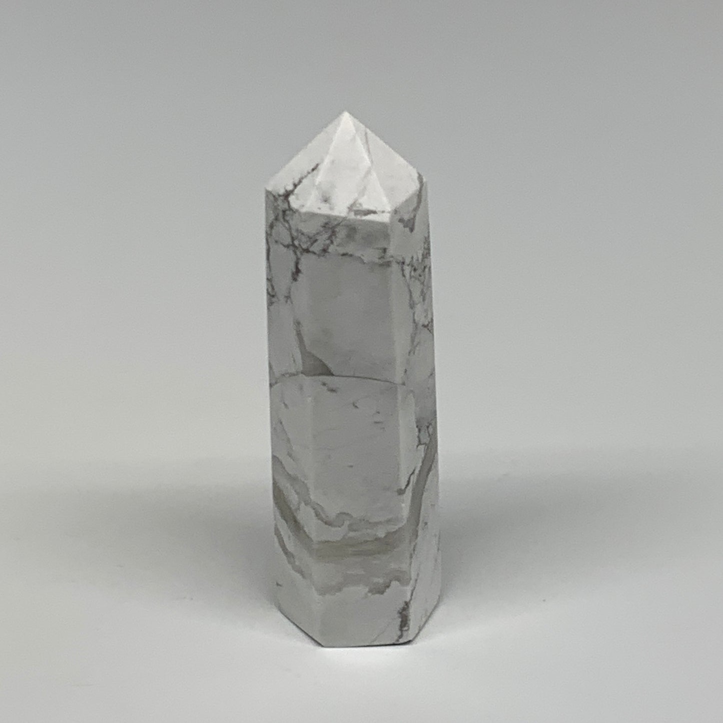 82.1g, 3.3"x0.9"x0.8", Natural Howlite Point Tower Obelisk Crystal, B29085