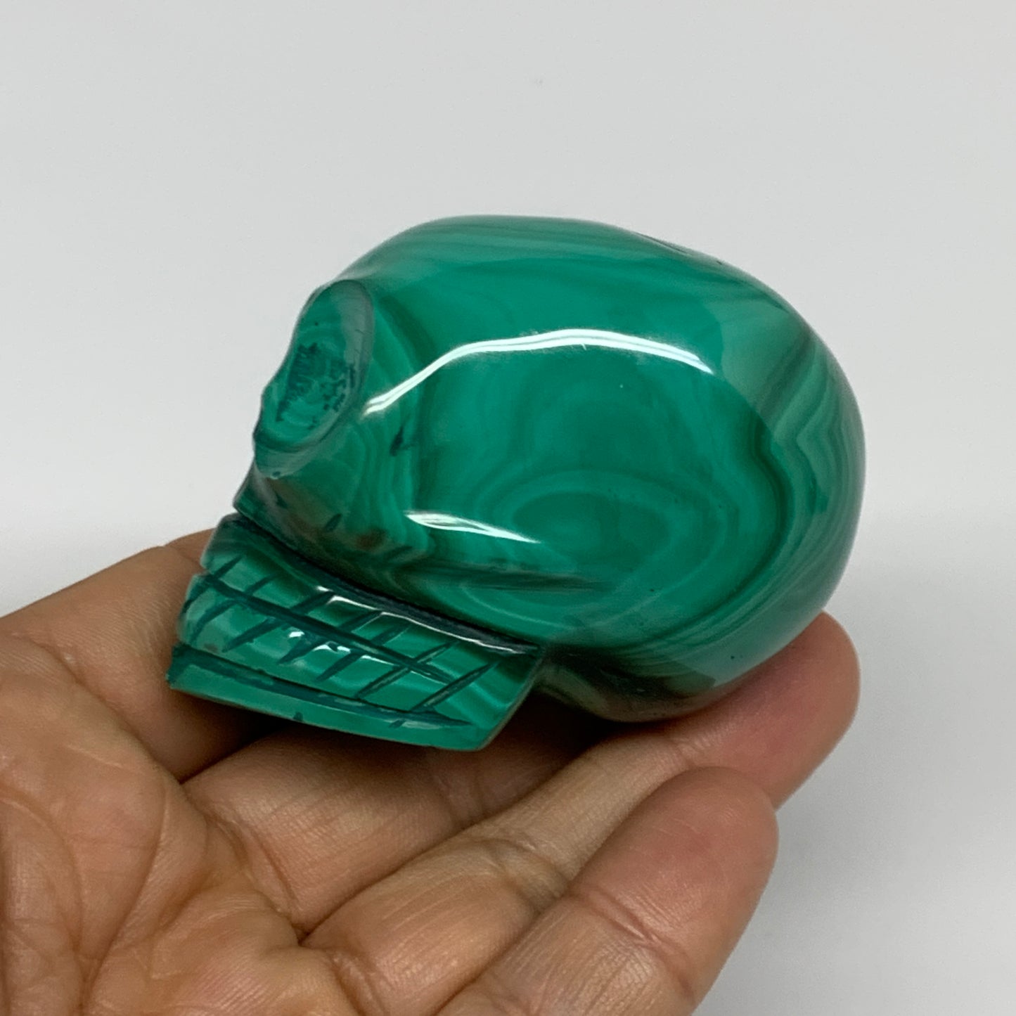 212.2g, 2.5"x1.4"x1.7", Natural Solid Malachite Skull From Congo, B32721