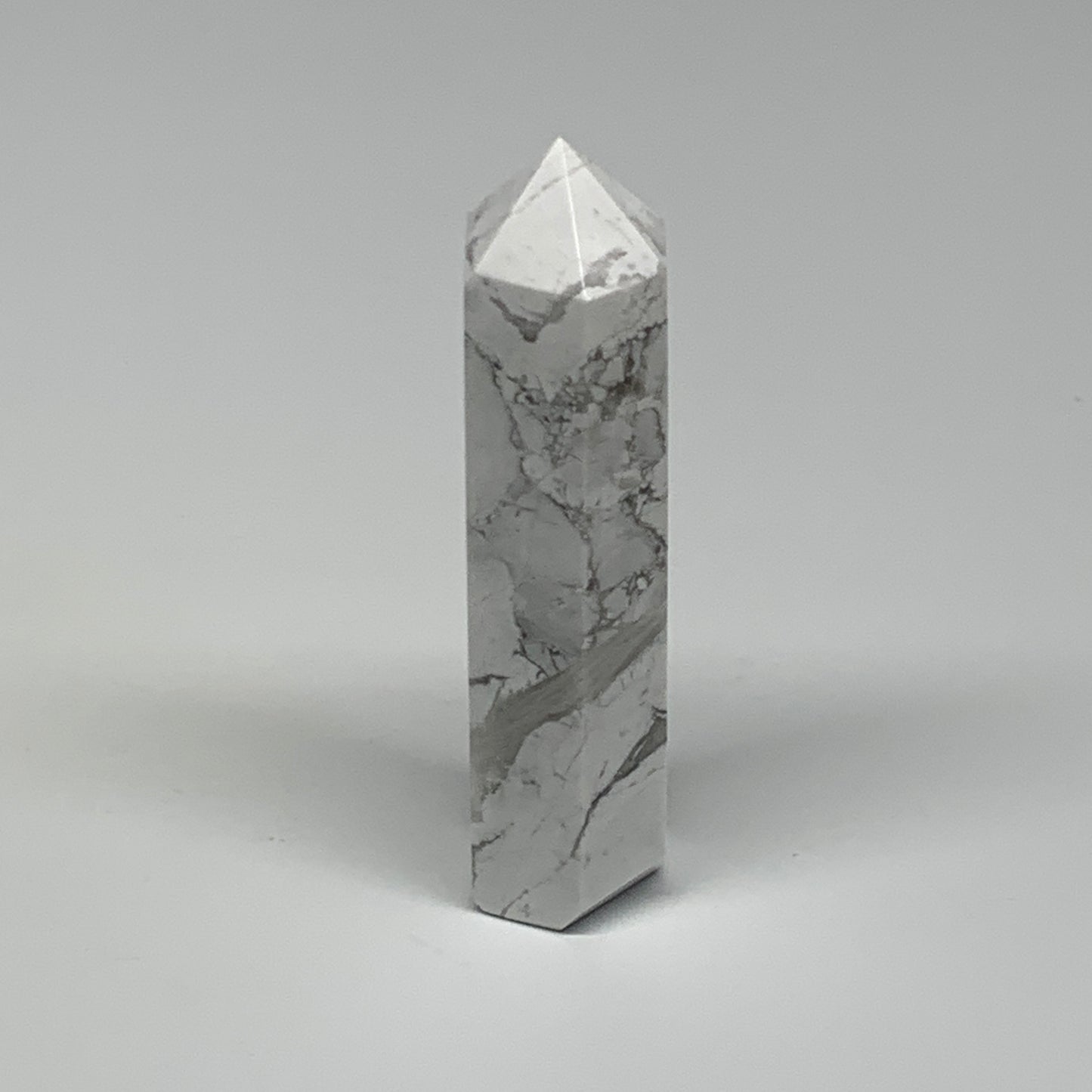 82.1g, 3.3"x0.9"x0.8", Natural Howlite Point Tower Obelisk Crystal, B29085