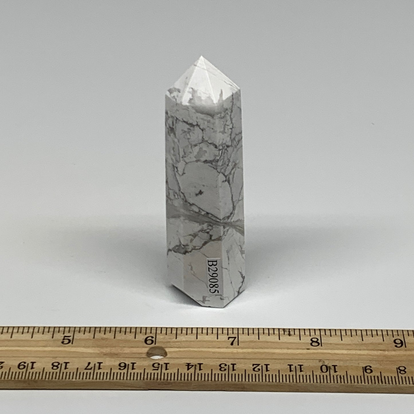 82.1g, 3.3"x0.9"x0.8", Natural Howlite Point Tower Obelisk Crystal, B29085