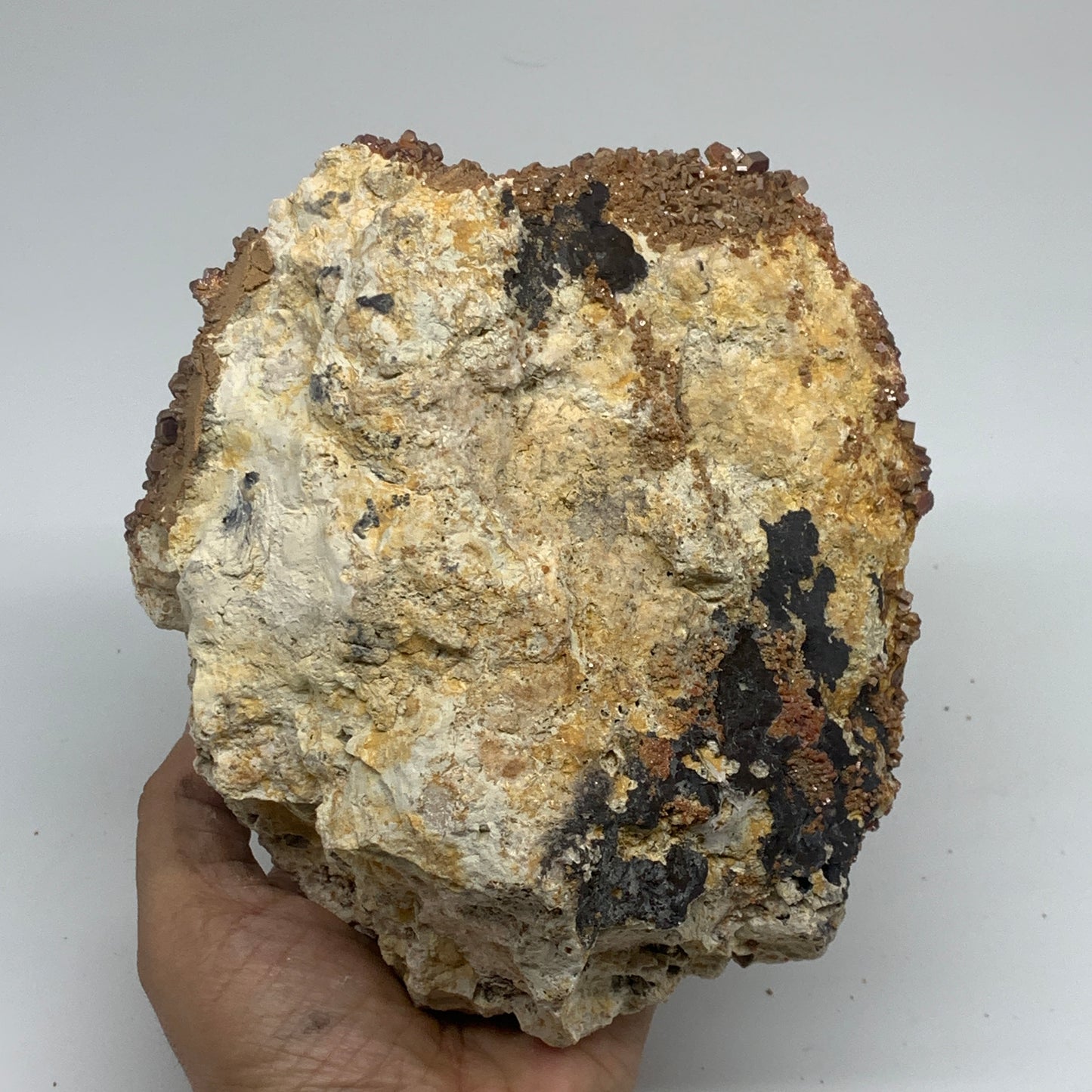 6.56 lbs, 7.2"x5.8"x3.2", Vanadinite Crystals Cluster Mineral Specimens, B34011