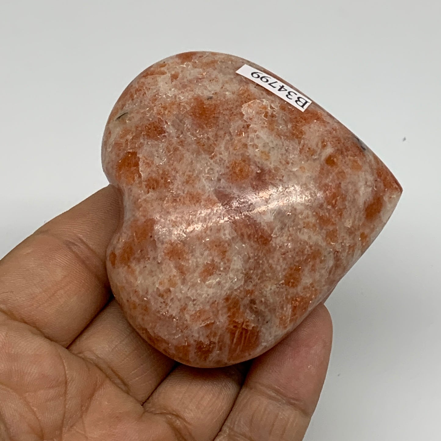 136.9g, 2.3"x2.5"x1.1", Sunstone Heart Polished Healing Crystal, B34799