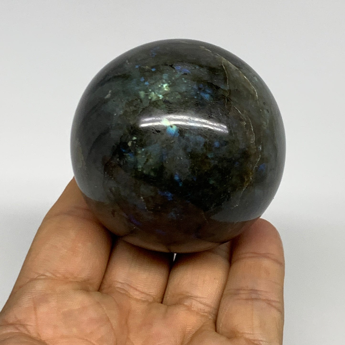 261.9g, 2.3"(57mm), Labradorite Sphere Gemstone,Crystal @Madagascar, B29864