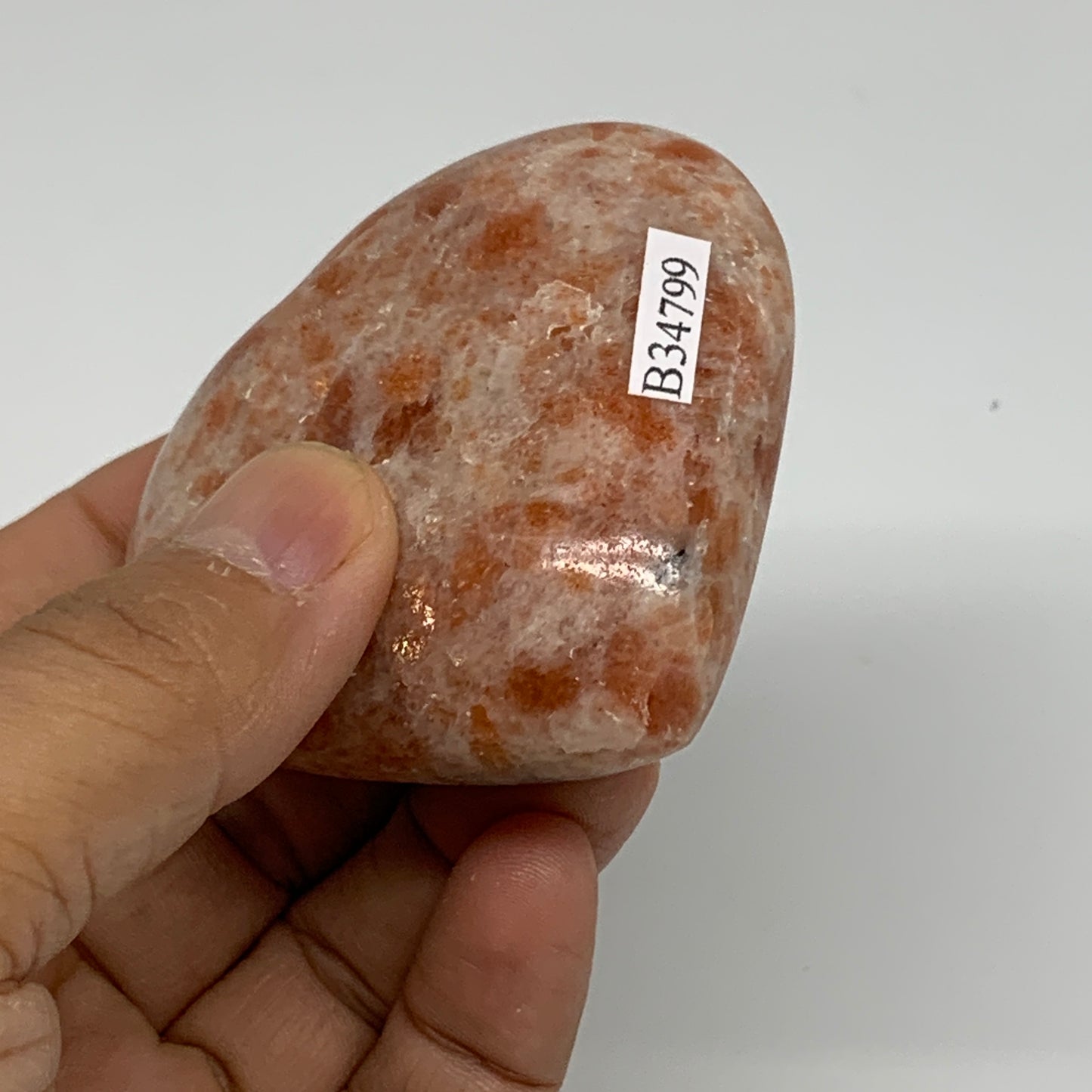 136.9g, 2.3"x2.5"x1.1", Sunstone Heart Polished Healing Crystal, B34799