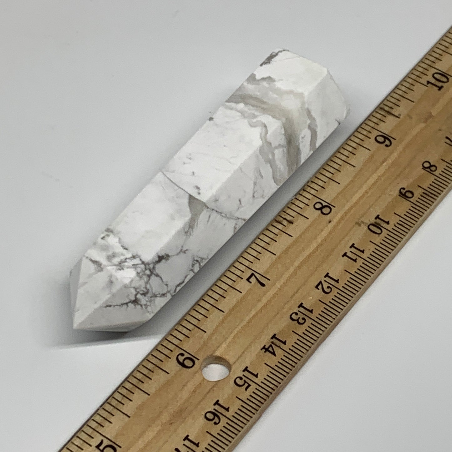 82.1g, 3.3"x0.9"x0.8", Natural Howlite Point Tower Obelisk Crystal, B29085