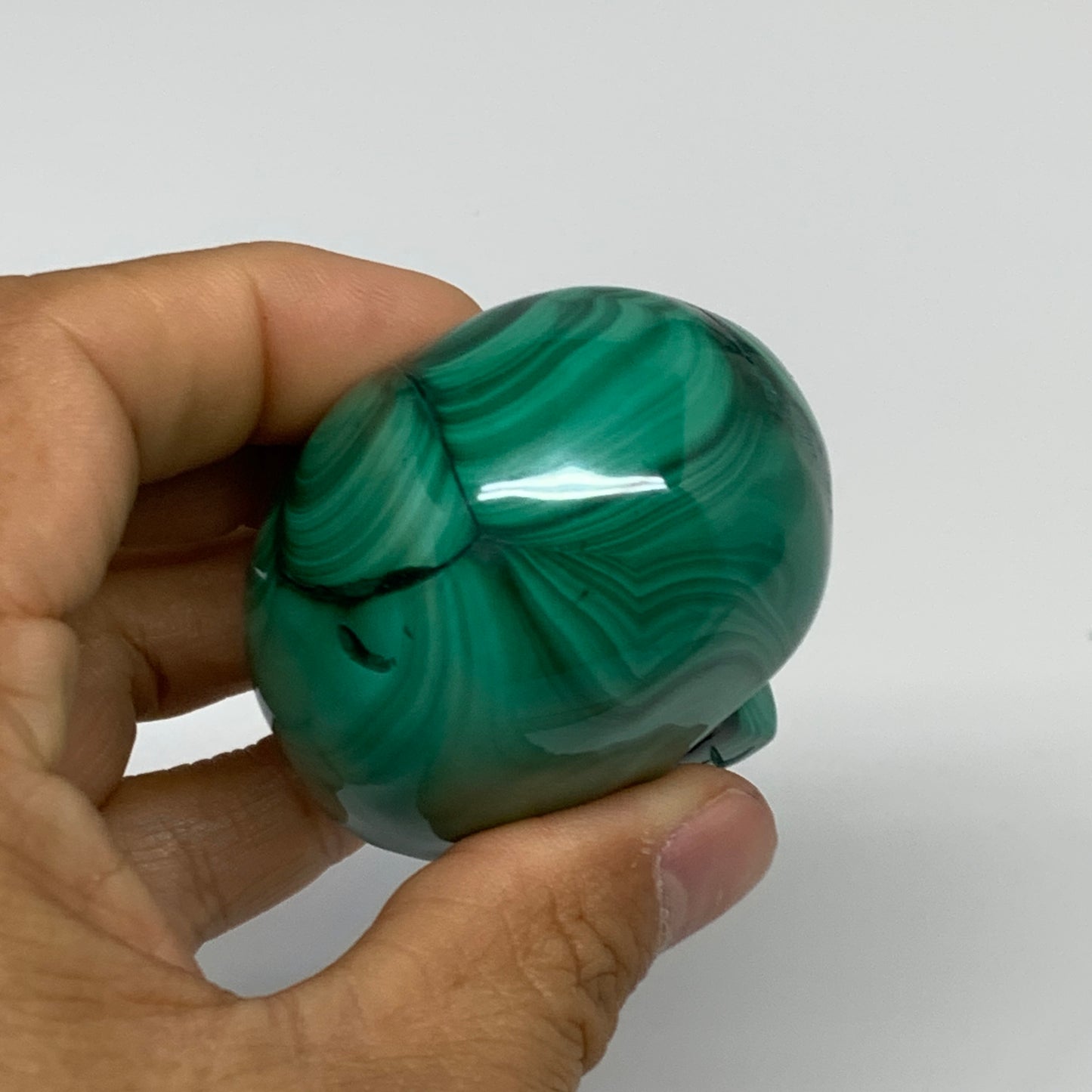 212.2g, 2.5"x1.4"x1.7", Natural Solid Malachite Skull From Congo, B32721