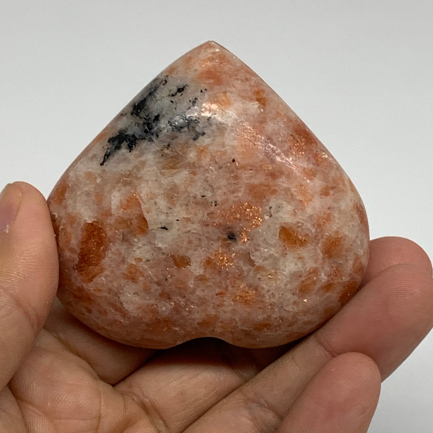 136.9g, 2.3"x2.5"x1.1", Sunstone Heart Polished Healing Crystal, B34799