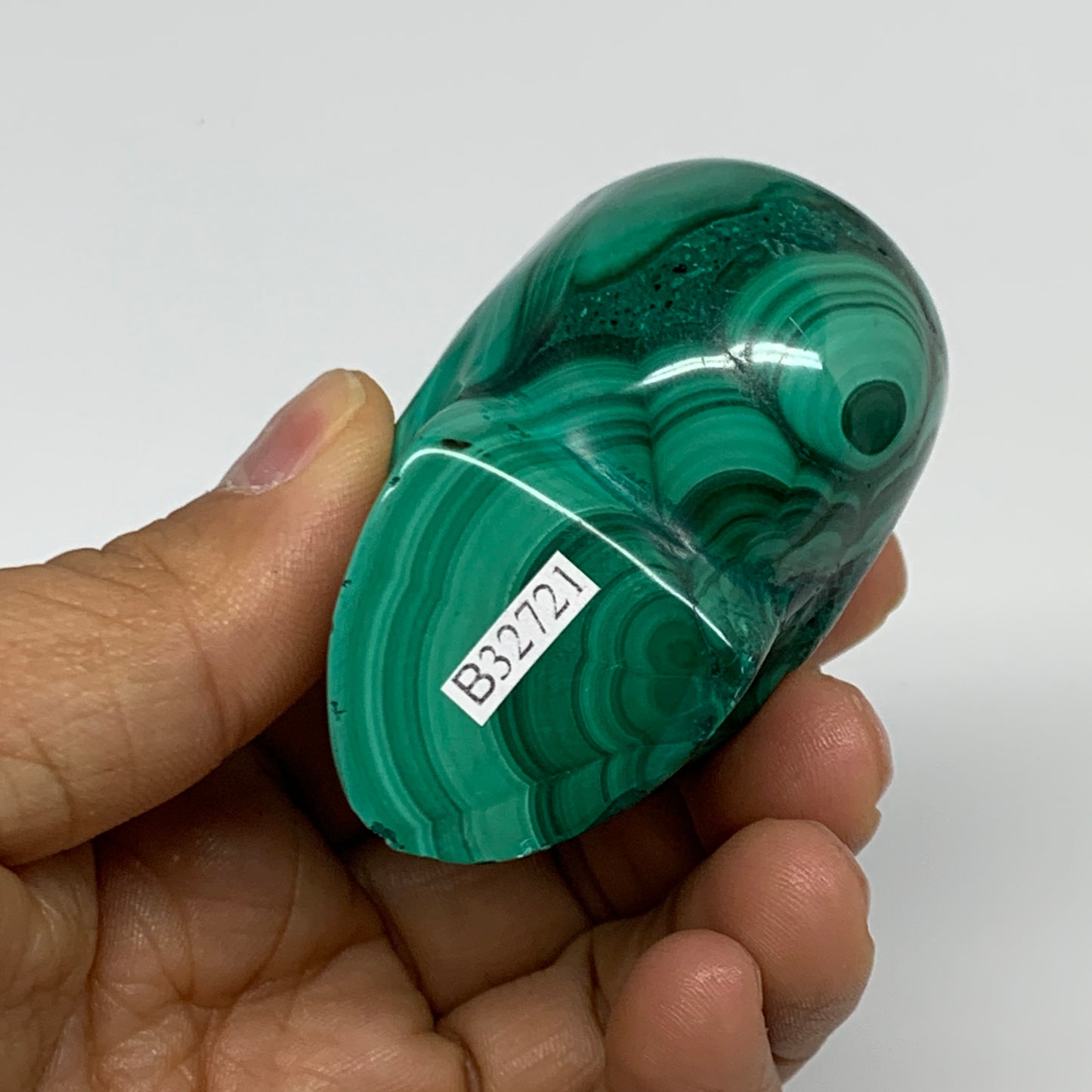 212.2g, 2.5"x1.4"x1.7", Natural Solid Malachite Skull From Congo, B32721