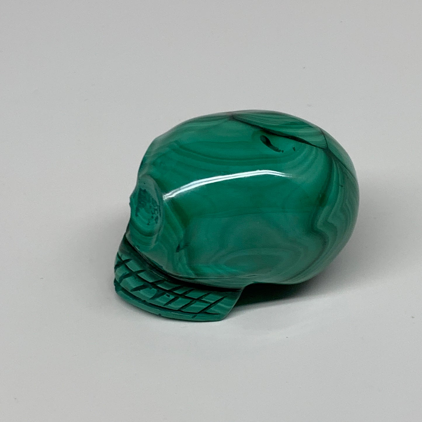 212.2g, 2.5"x1.4"x1.7", Natural Solid Malachite Skull From Congo, B32721