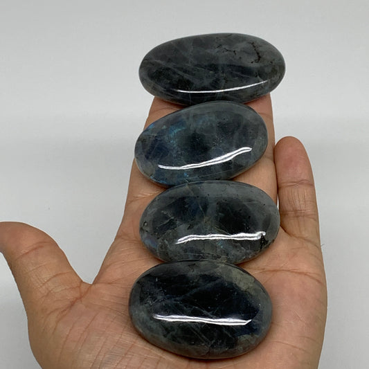 203.5g, 1.9"-2.3", 4pcs, Labradorite Palm-stone Tumbled Reiki, B35106