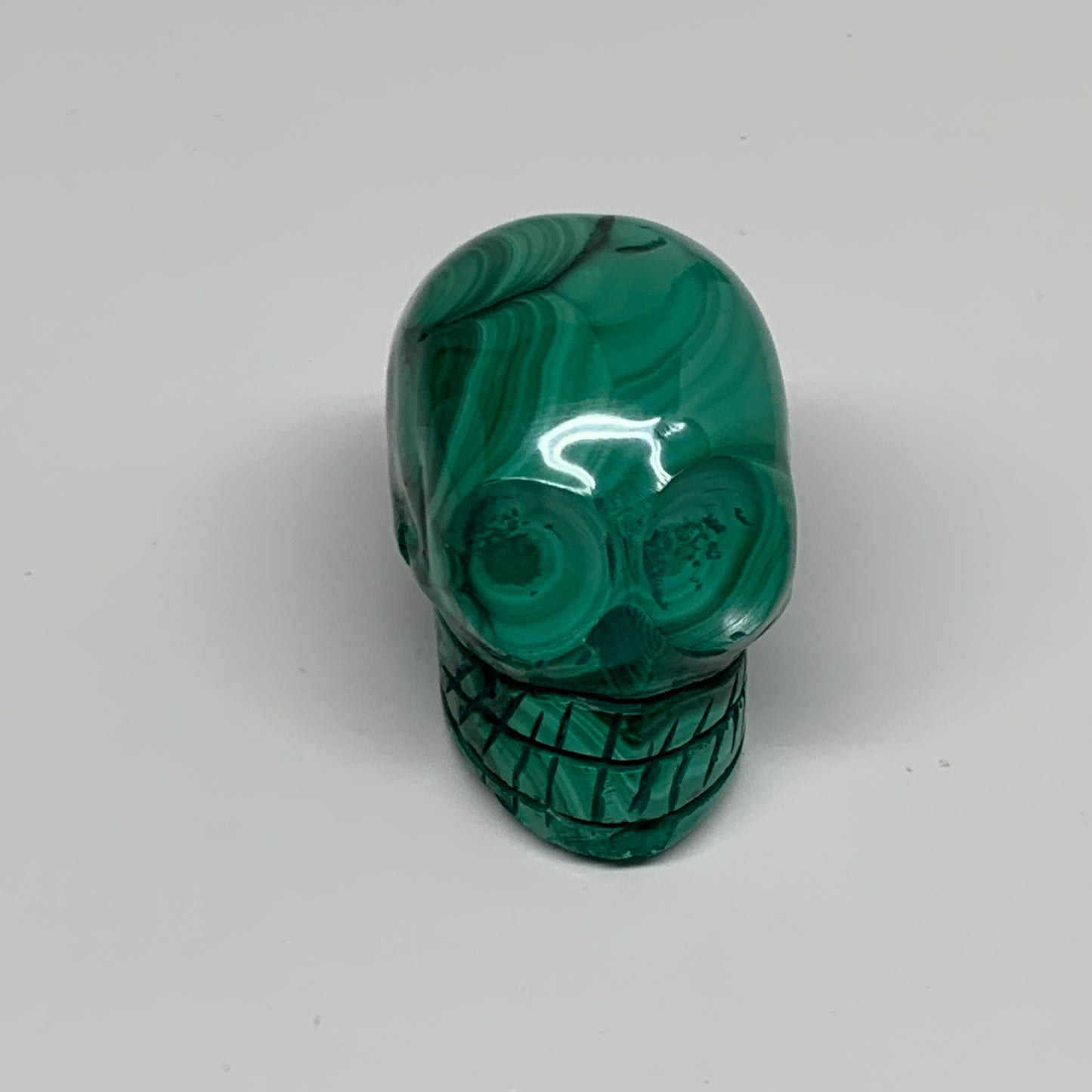 212.2g, 2.5"x1.4"x1.7", Natural Solid Malachite Skull From Congo, B32721