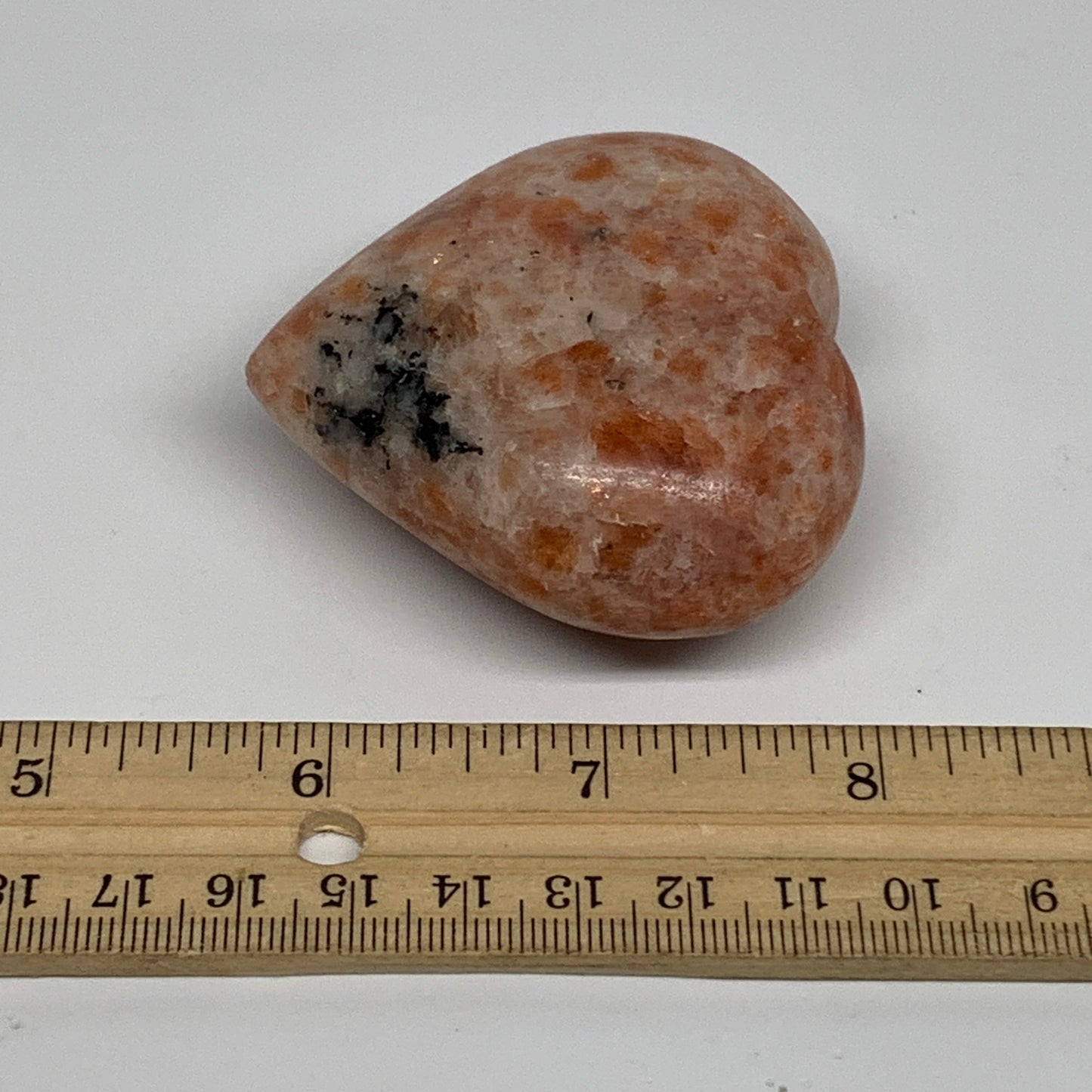 136.9g, 2.3"x2.5"x1.1", Sunstone Heart Polished Healing Crystal, B34799