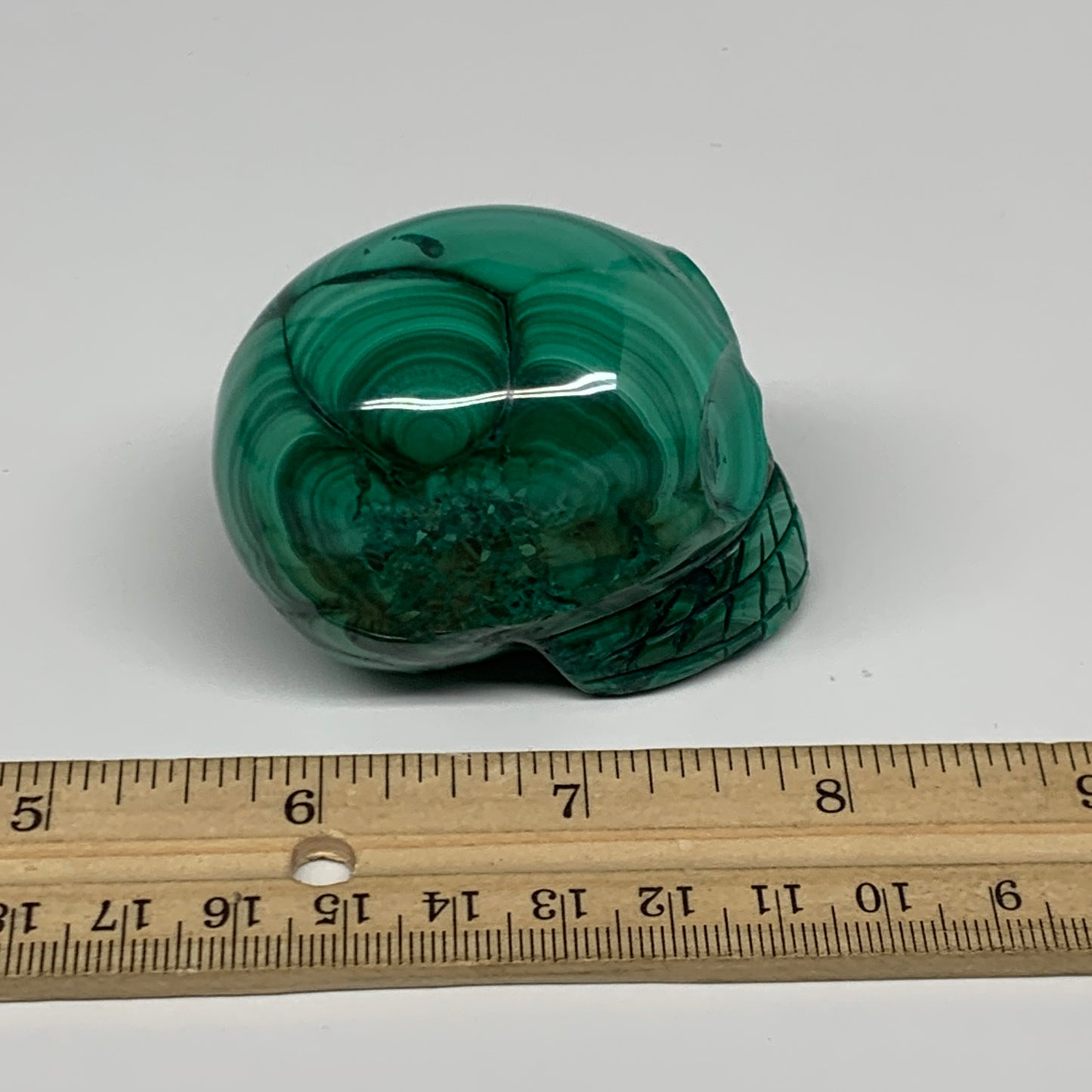 212.2g, 2.5"x1.4"x1.7", Natural Solid Malachite Skull From Congo, B32721