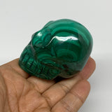 239.9g, 1.9"x1.7"x1.9", Natural Solid Malachite Skull From Congo, B32722