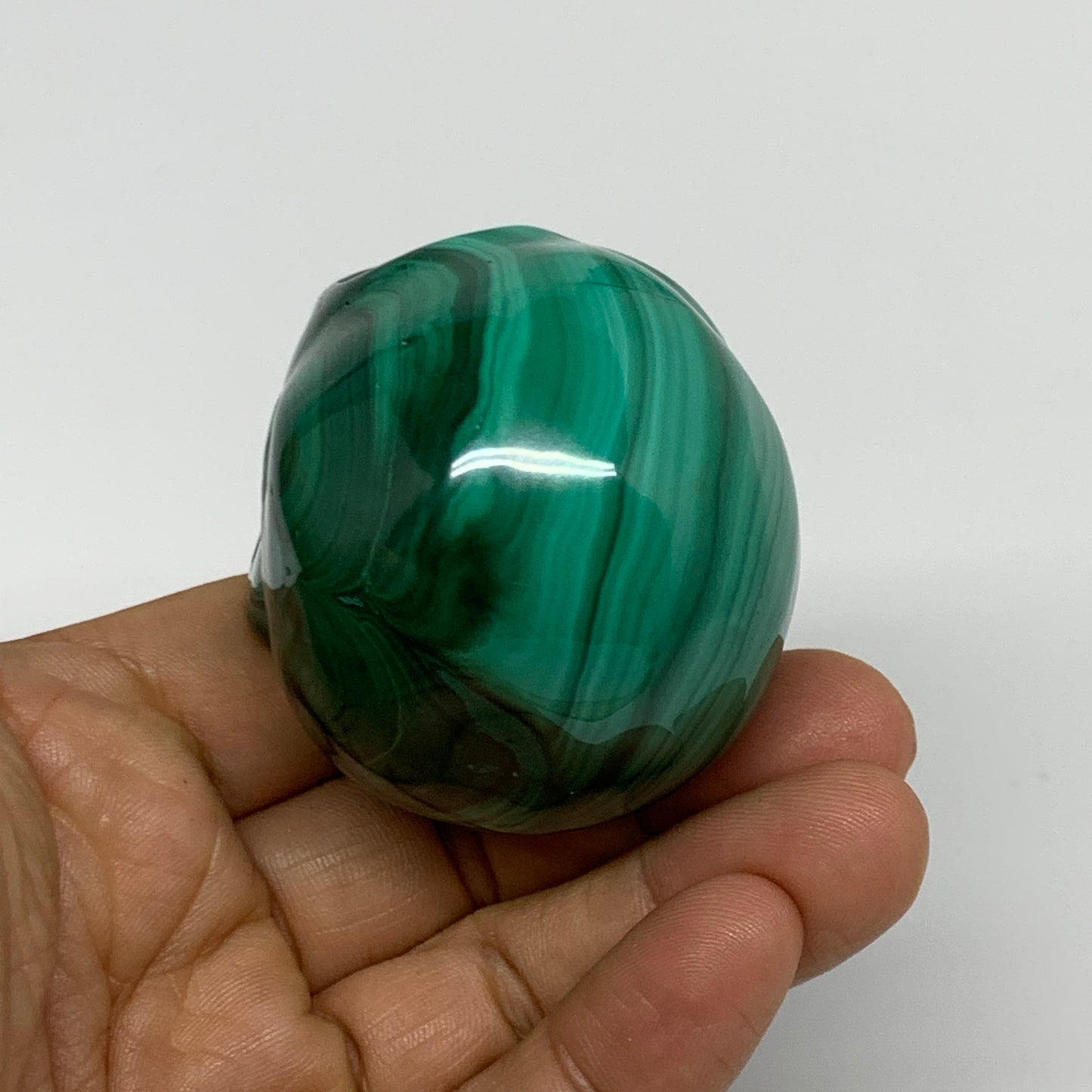 239.9g, 1.9"x1.7"x1.9", Natural Solid Malachite Skull From Congo, B32722