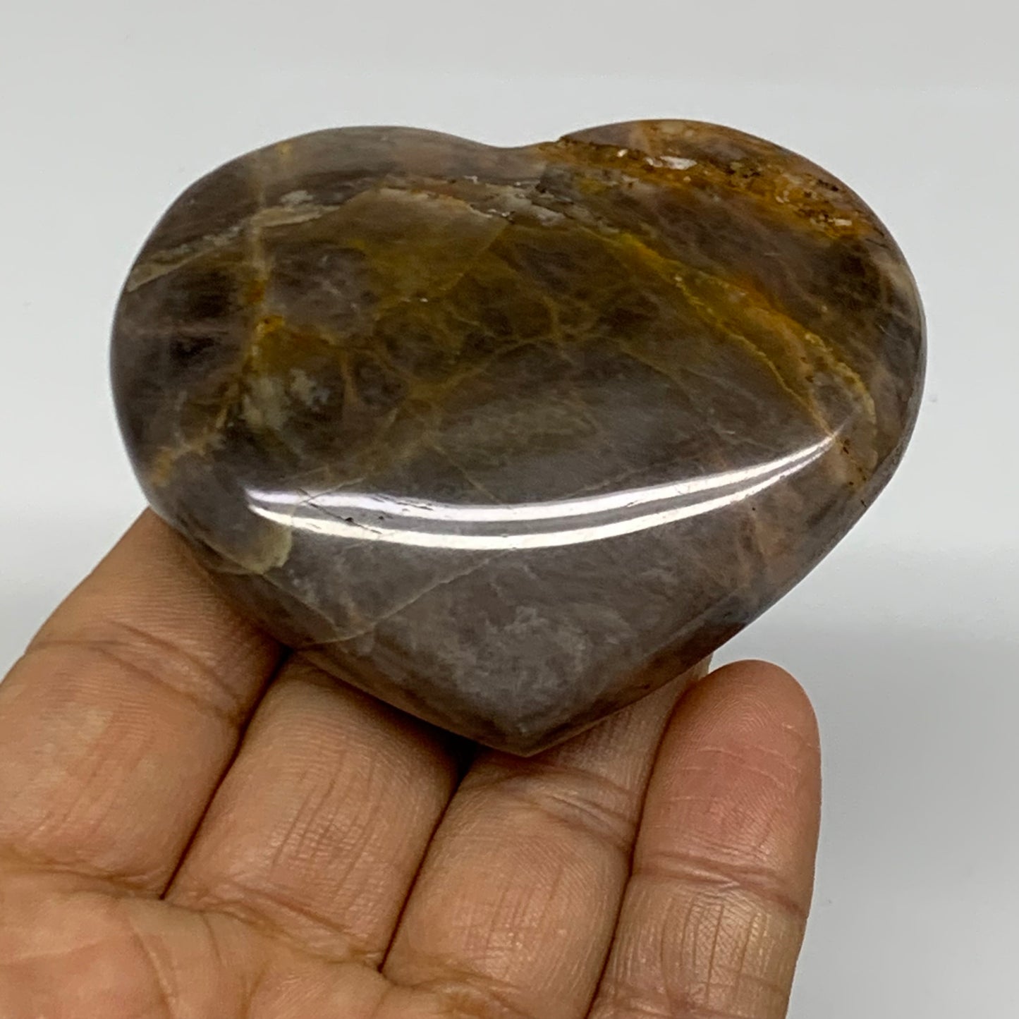 0.26 lbs, 2.1"x2.7"x0.8", Black Moonstone Heart Polished Crystal Decor, B37845