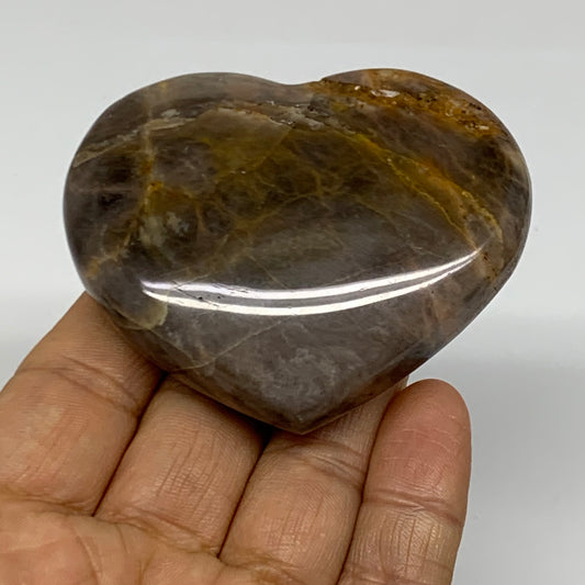 0.26 lbs, 2.1"x2.7"x0.8", Black Moonstone Heart Polished Crystal Decor, B37845