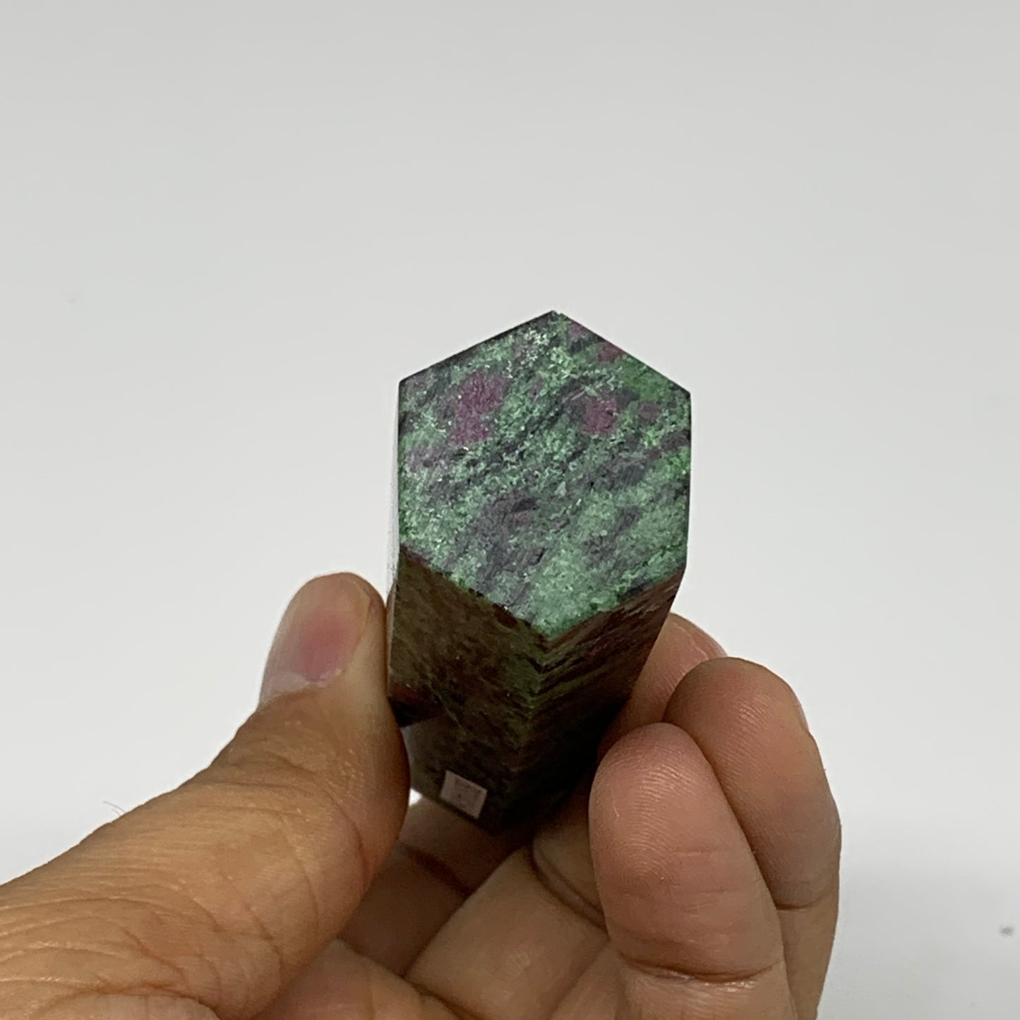 113.5g, 3.5"x0.9", Natural Ruby Zoisite Tower Point Obelisk @India, B31416