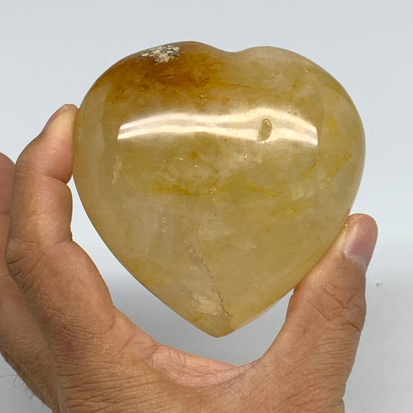 348.5g, 3.1"x3.1"x1.6" Yellow Healing Quartz Heart Crystal @Madagascar, B30575