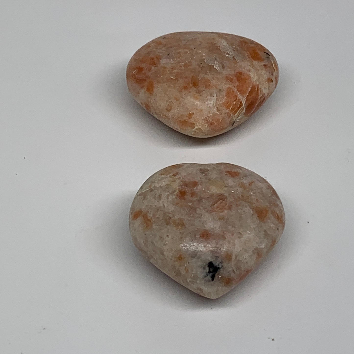 157.5g,1.8"-1.8", 2pcs, Sunstone Heart Polished Healing Crystal, B34800