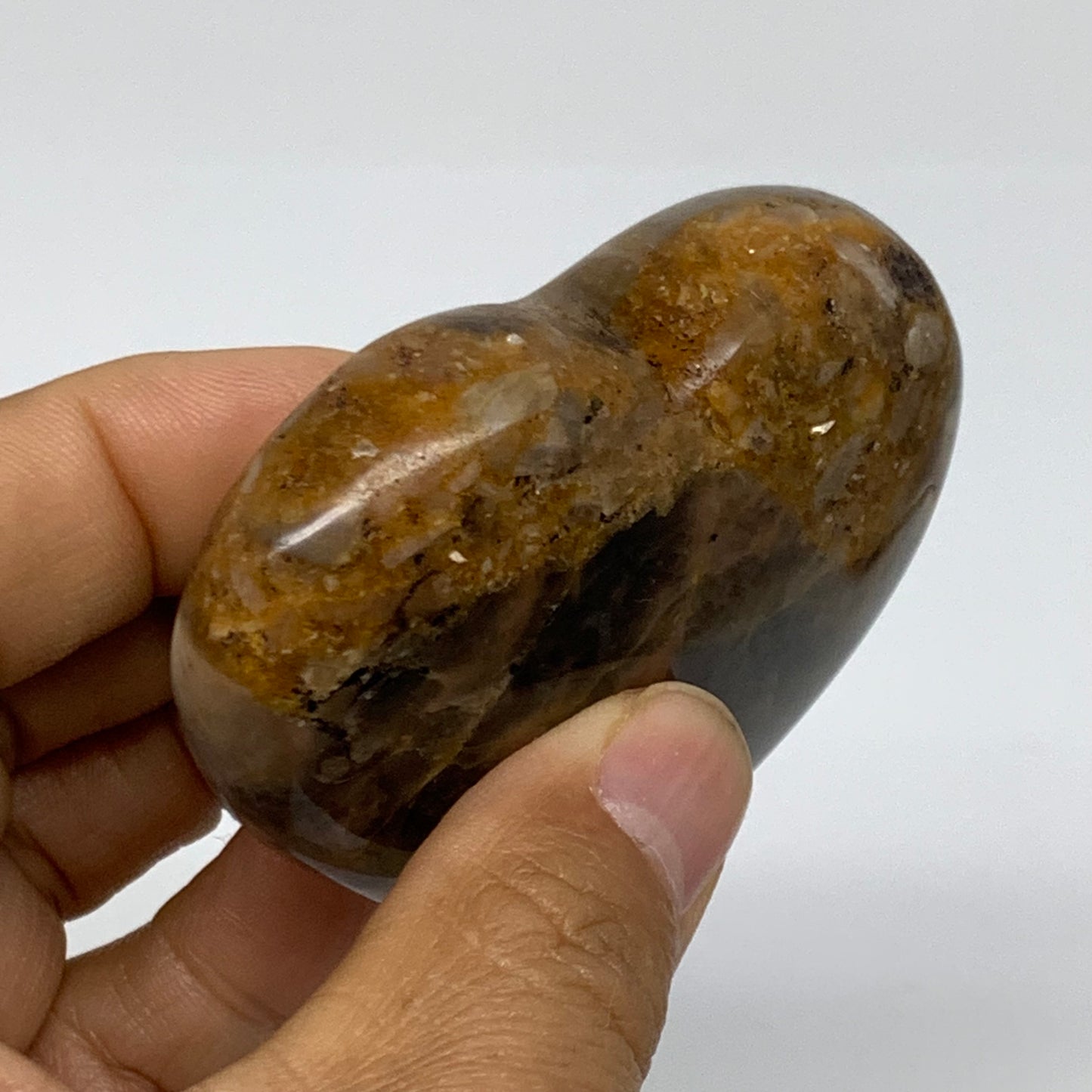 0.26 lbs, 2.1"x2.7"x0.8", Black Moonstone Heart Polished Crystal Decor, B37845