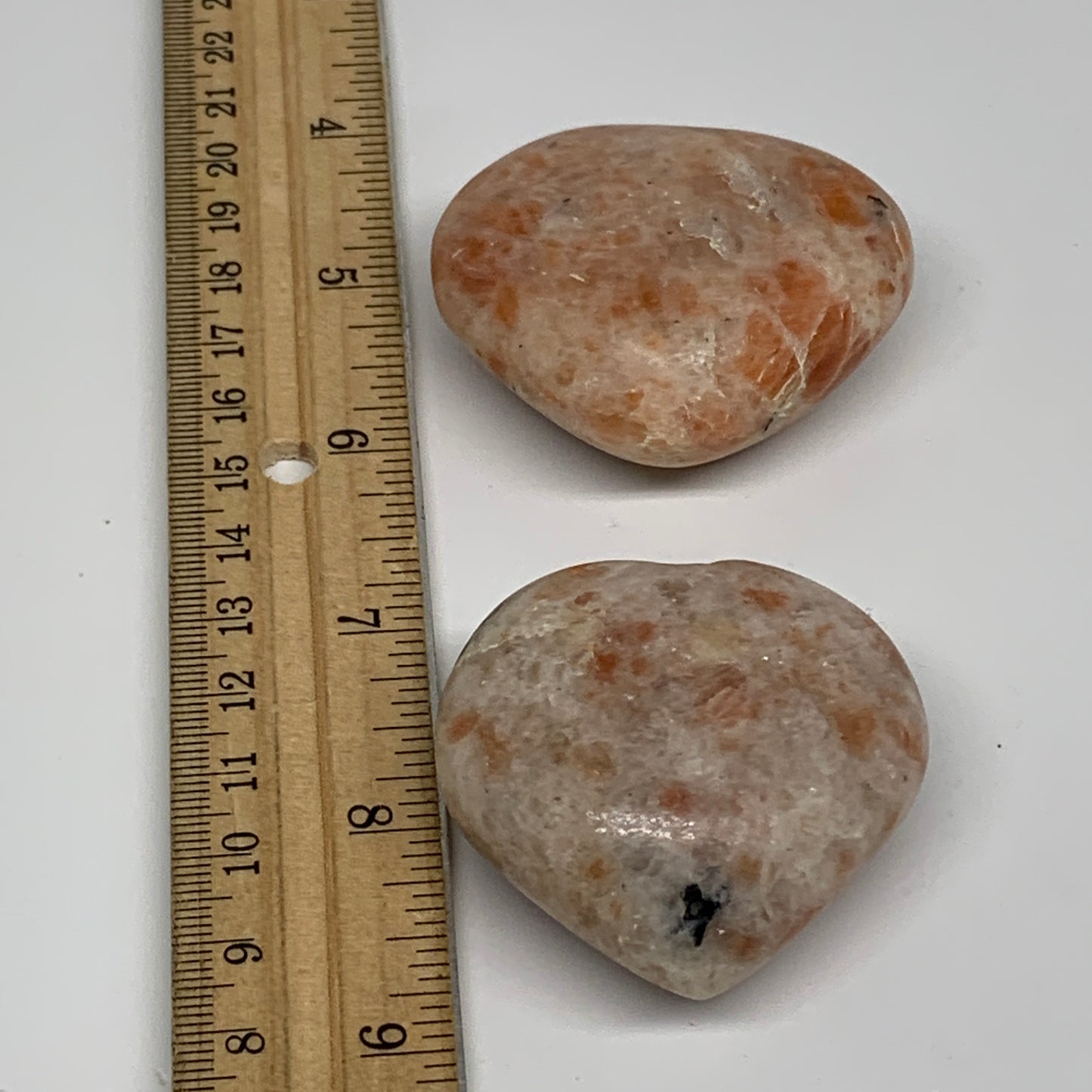 157.5g,1.8"-1.8", 2pcs, Sunstone Heart Polished Healing Crystal, B34800