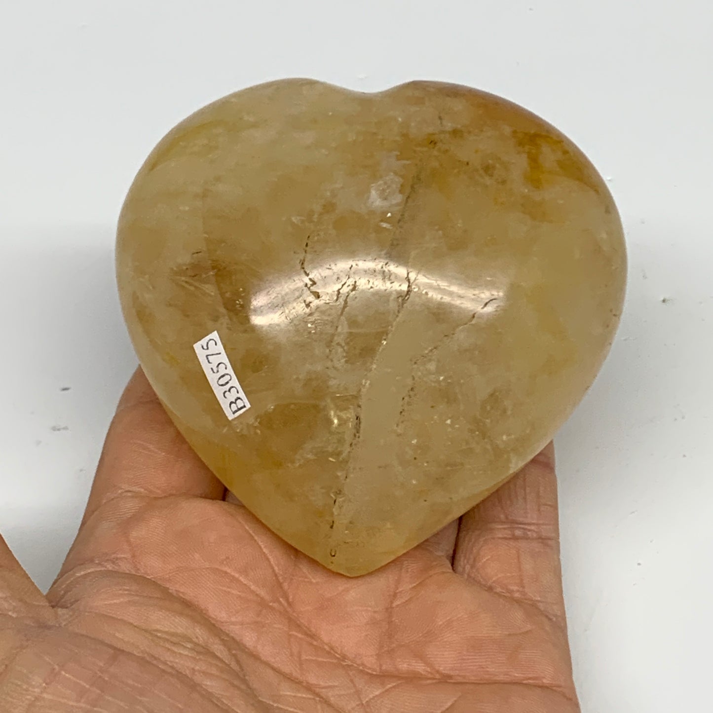 348.5g, 3.1"x3.1"x1.6" Yellow Healing Quartz Heart Crystal @Madagascar, B30575
