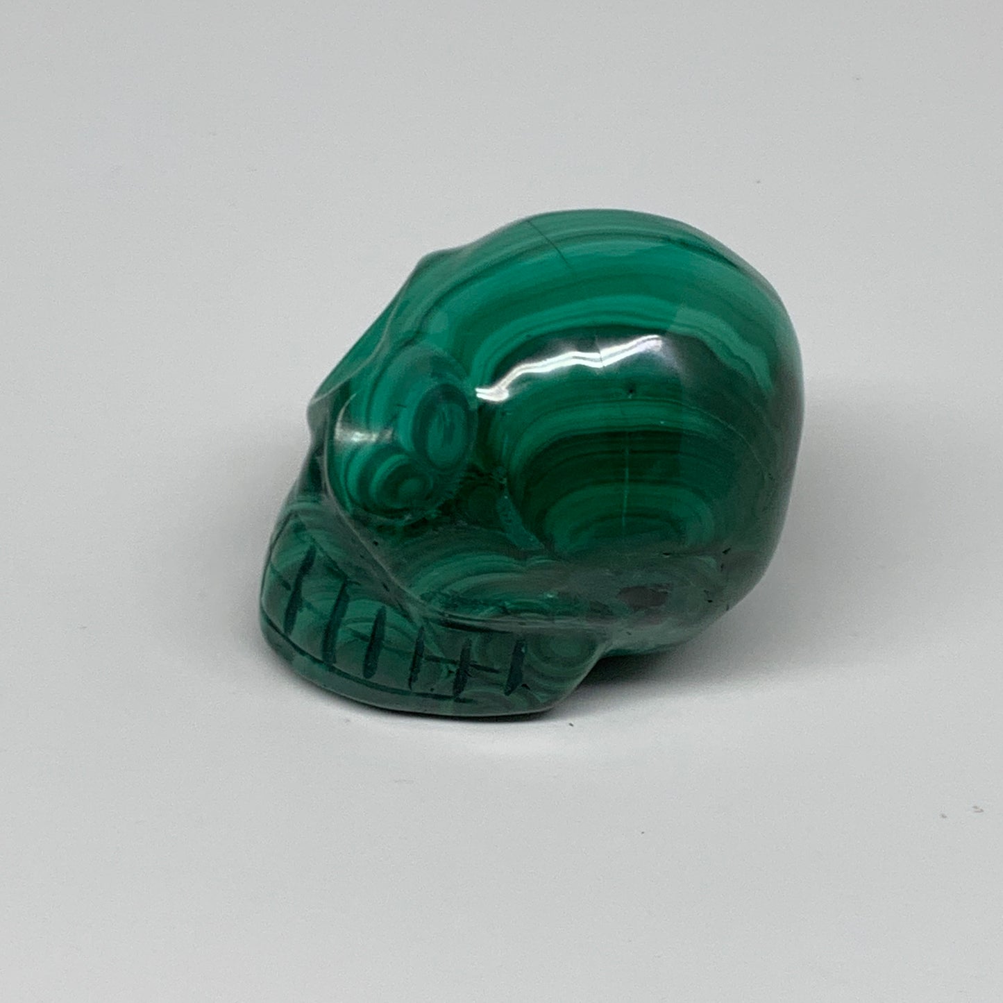 239.9g, 1.9"x1.7"x1.9", Natural Solid Malachite Skull From Congo, B32722