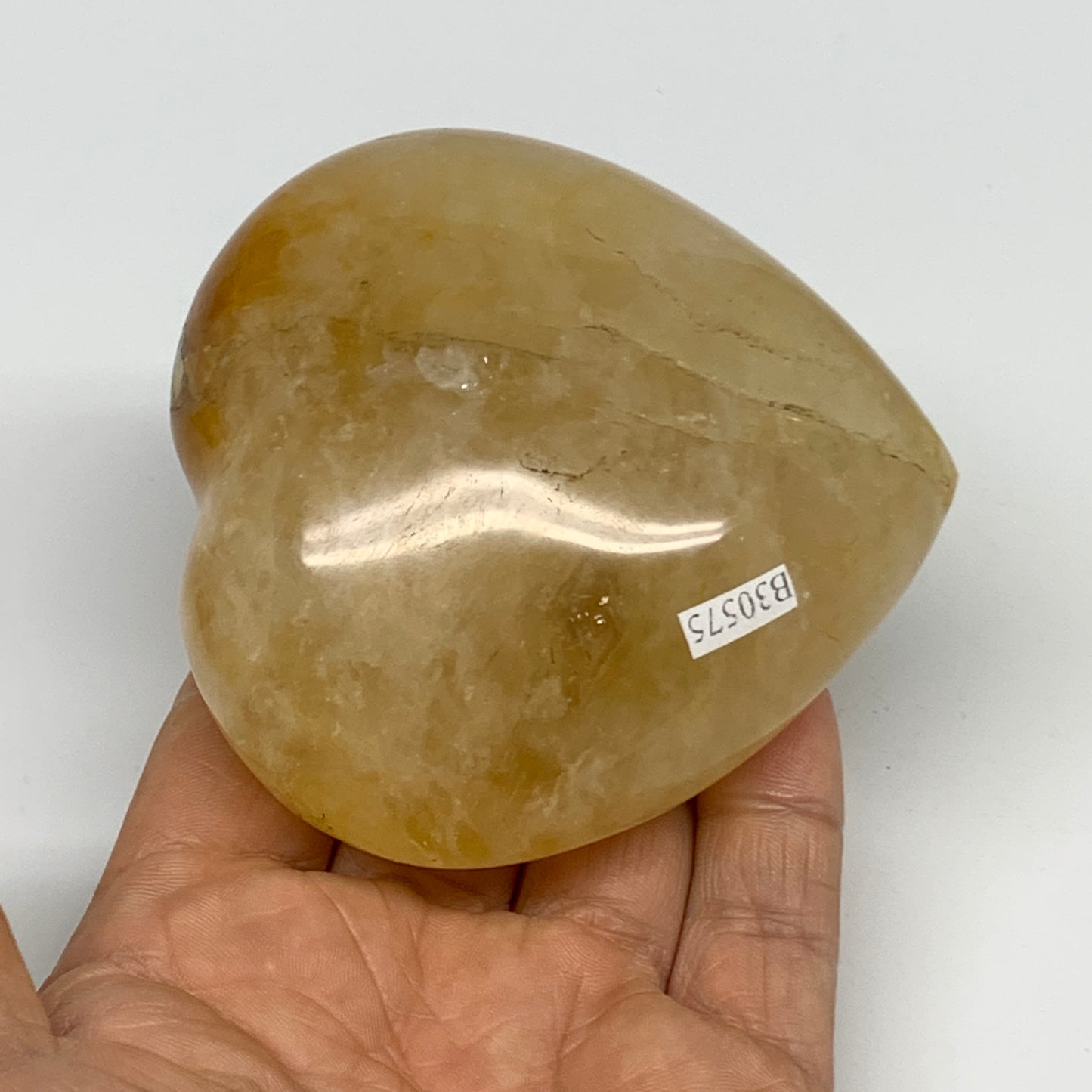 348.5g, 3.1"x3.1"x1.6" Yellow Healing Quartz Heart Crystal @Madagascar, B30575
