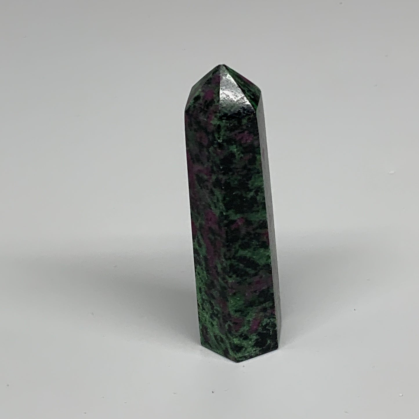 113.5g, 3.5"x0.9", Natural Ruby Zoisite Tower Point Obelisk @India, B31416