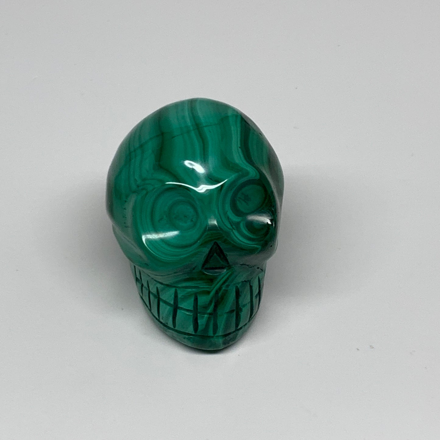 239.9g, 1.9"x1.7"x1.9", Natural Solid Malachite Skull From Congo, B32722