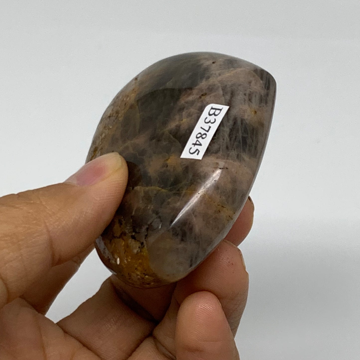 0.26 lbs, 2.1"x2.7"x0.8", Black Moonstone Heart Polished Crystal Decor, B37845