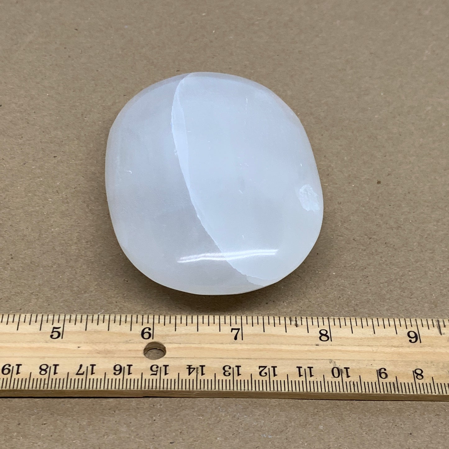 0.55 lbs, 3.9"x2.7"x1.2", White Selenite Palmstone Crystal Pillow Reiki, B36107
