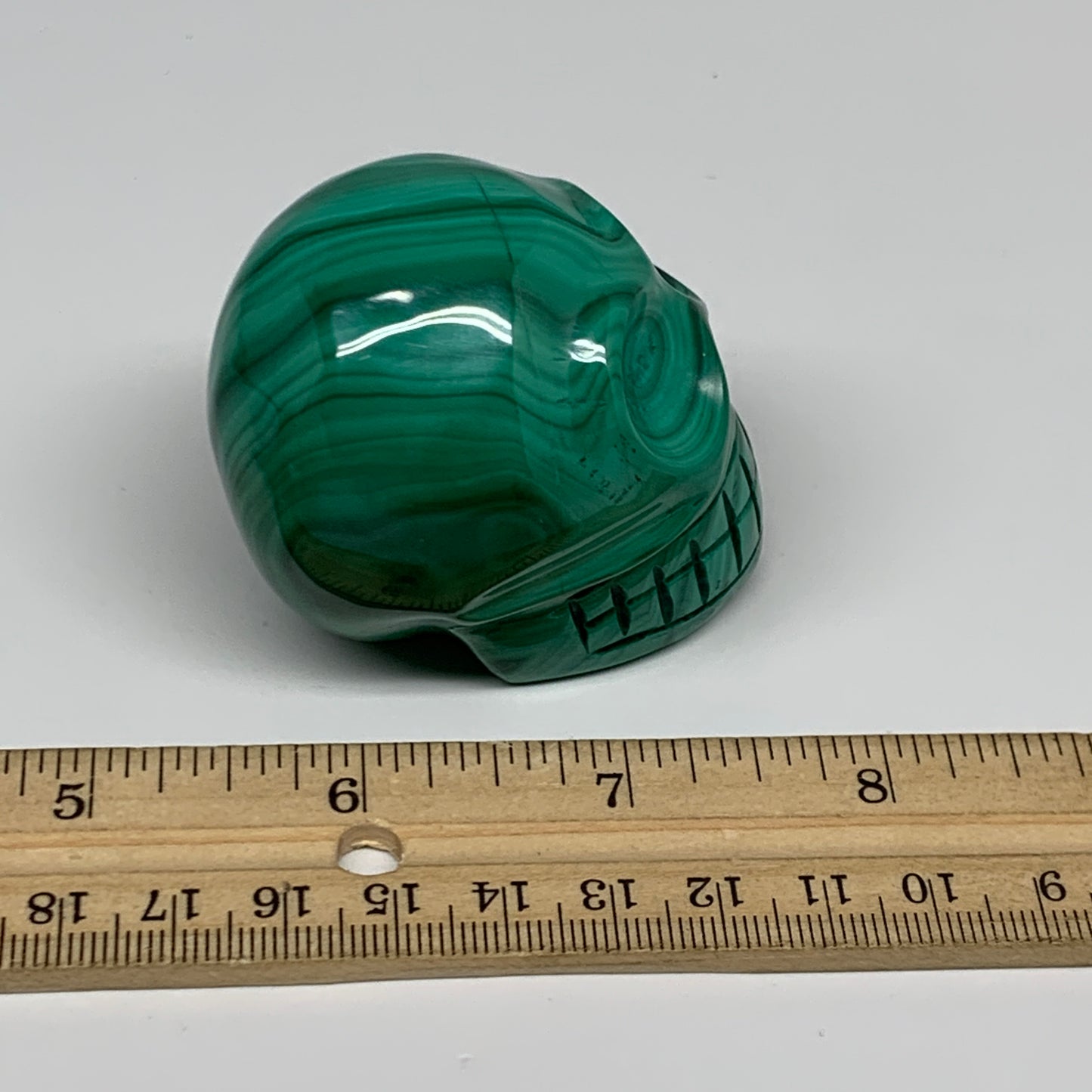 239.9g, 1.9"x1.7"x1.9", Natural Solid Malachite Skull From Congo, B32722