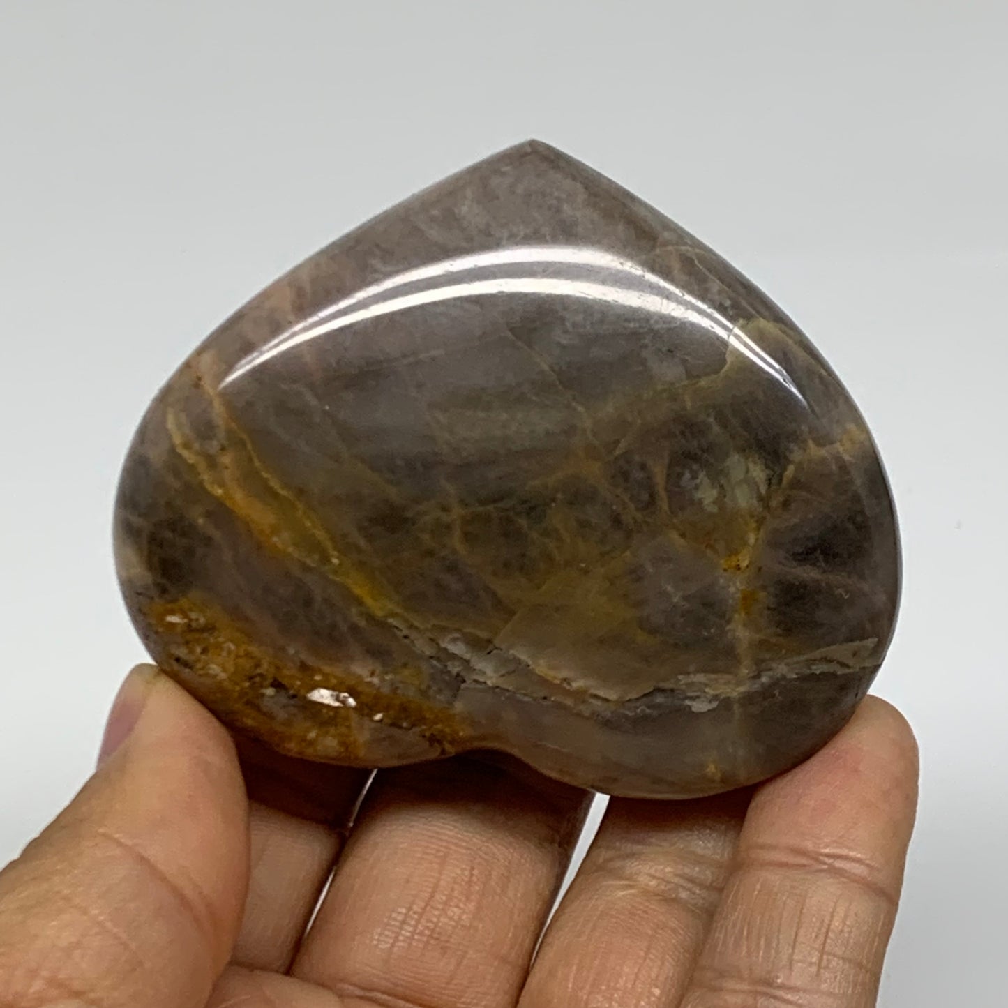 0.26 lbs, 2.1"x2.7"x0.8", Black Moonstone Heart Polished Crystal Decor, B37845