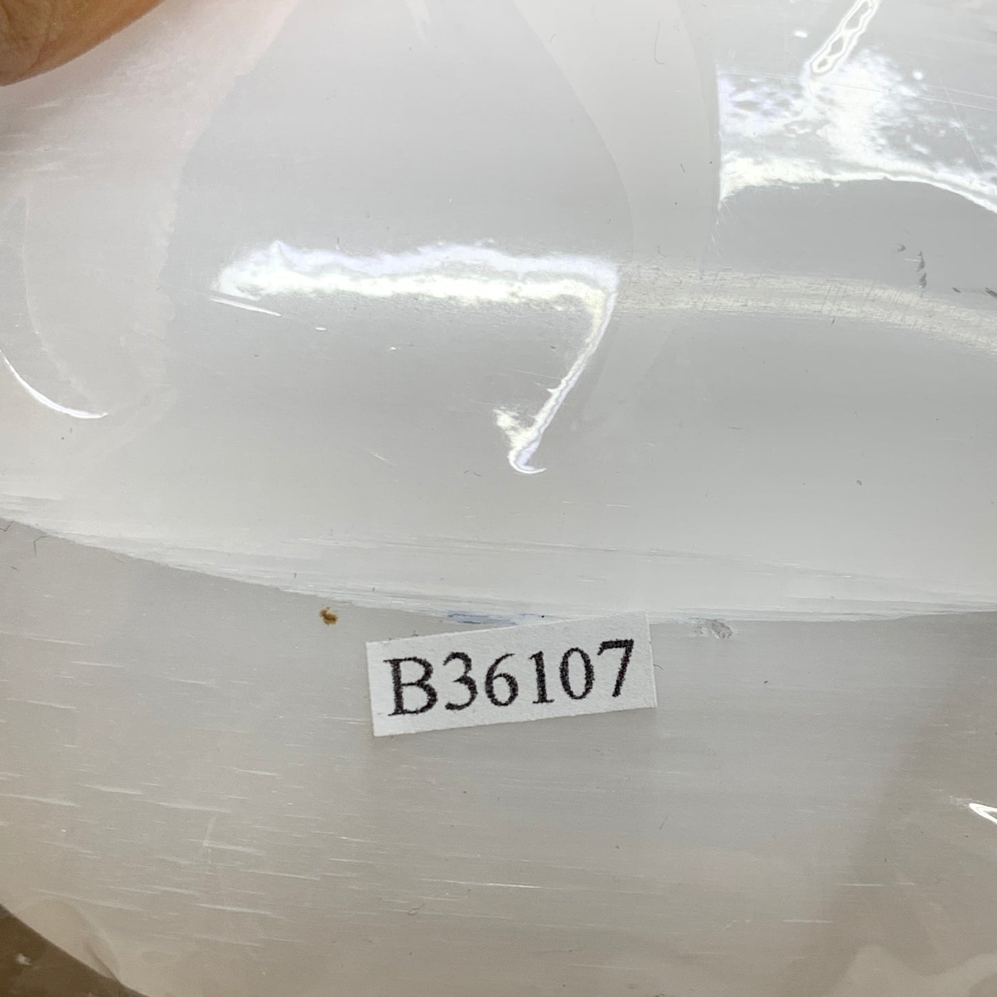 0.55 lbs, 3.9"x2.7"x1.2", White Selenite Palmstone Crystal Pillow Reiki, B36107