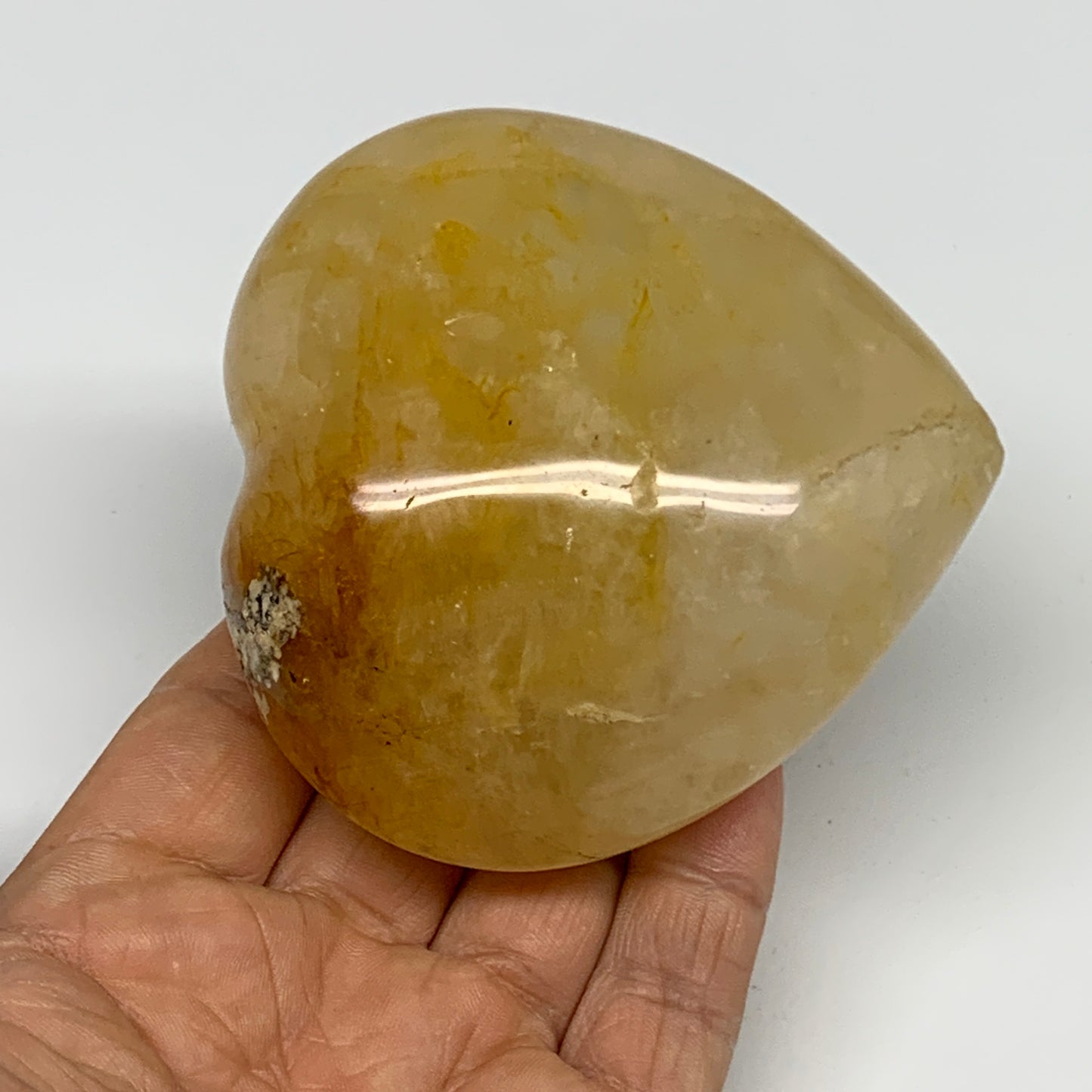 348.5g, 3.1"x3.1"x1.6" Yellow Healing Quartz Heart Crystal @Madagascar, B30575