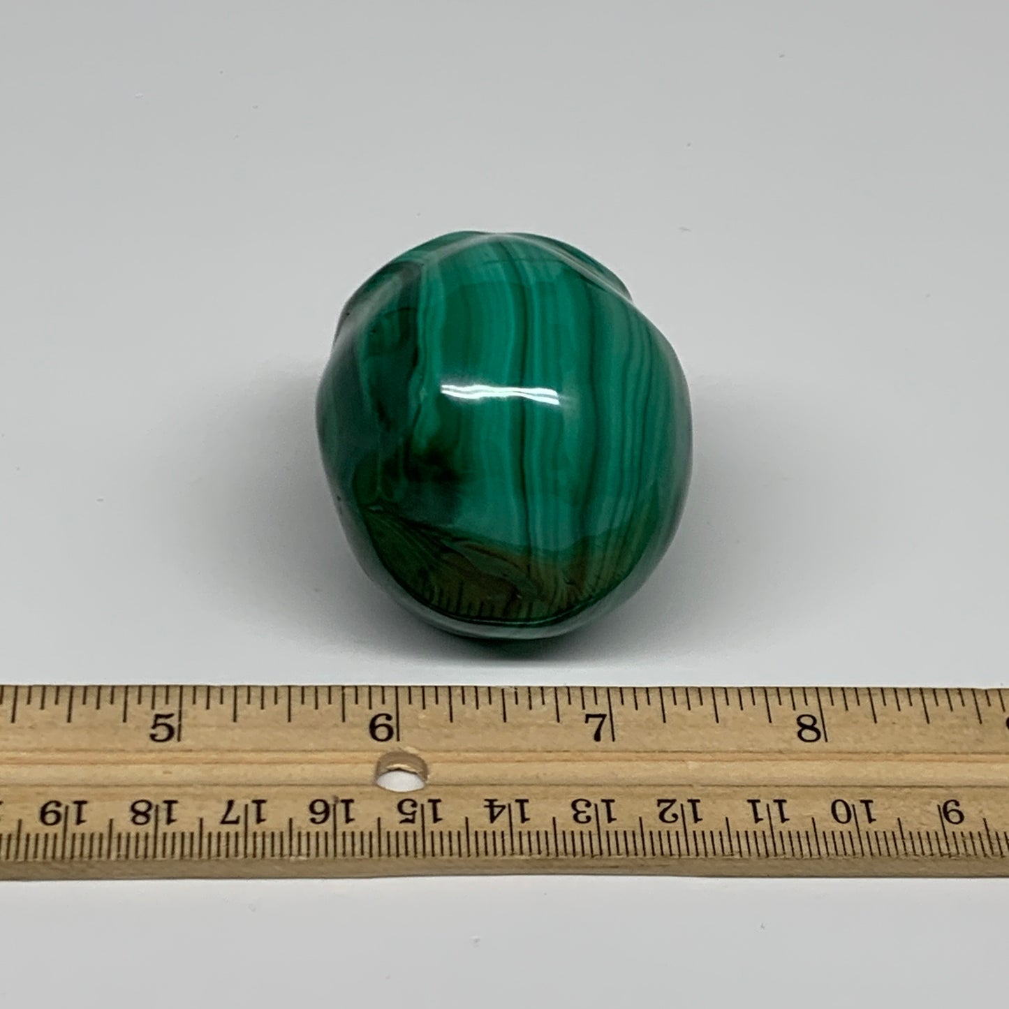 239.9g, 1.9"x1.7"x1.9", Natural Solid Malachite Skull From Congo, B32722