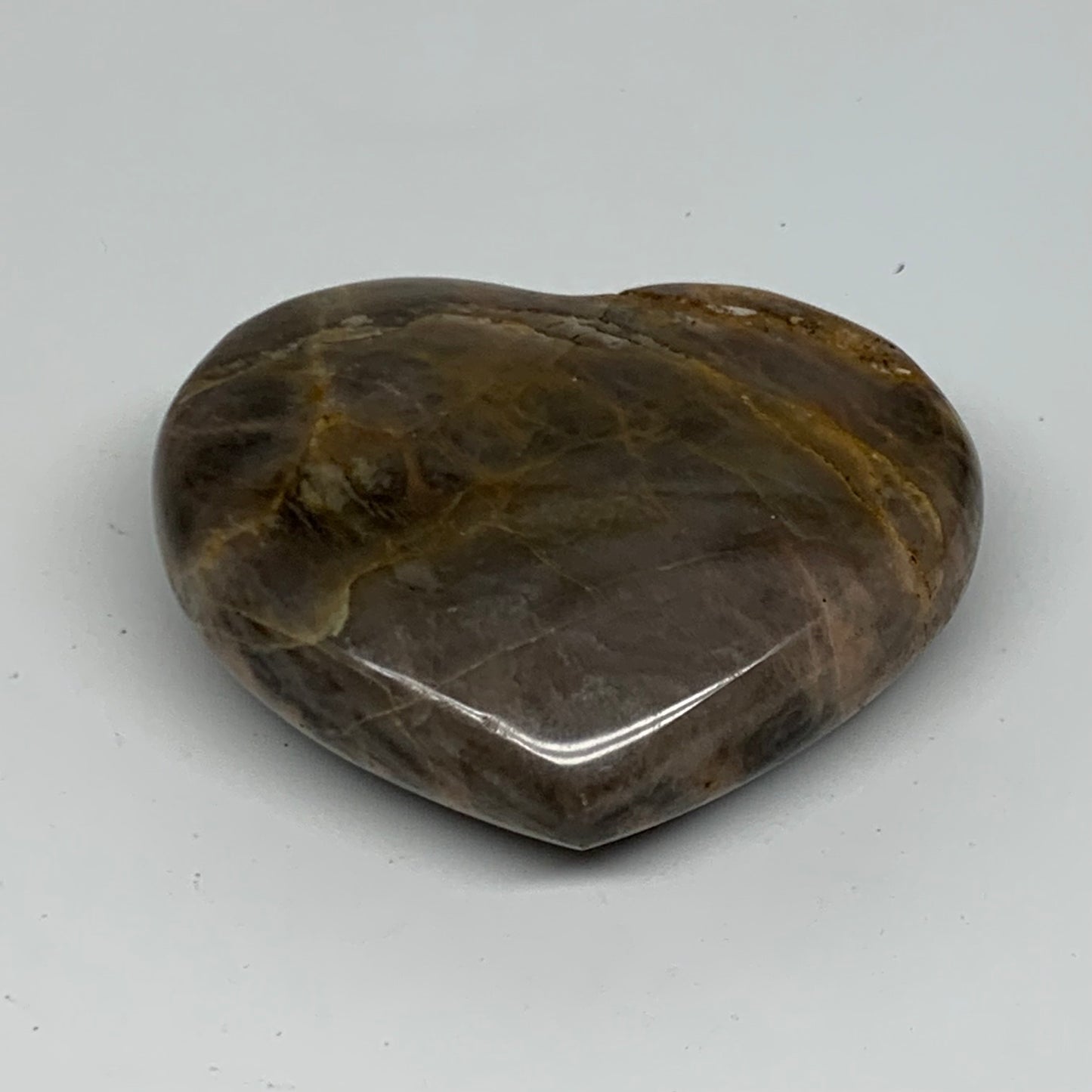 0.26 lbs, 2.1"x2.7"x0.8", Black Moonstone Heart Polished Crystal Decor, B37845
