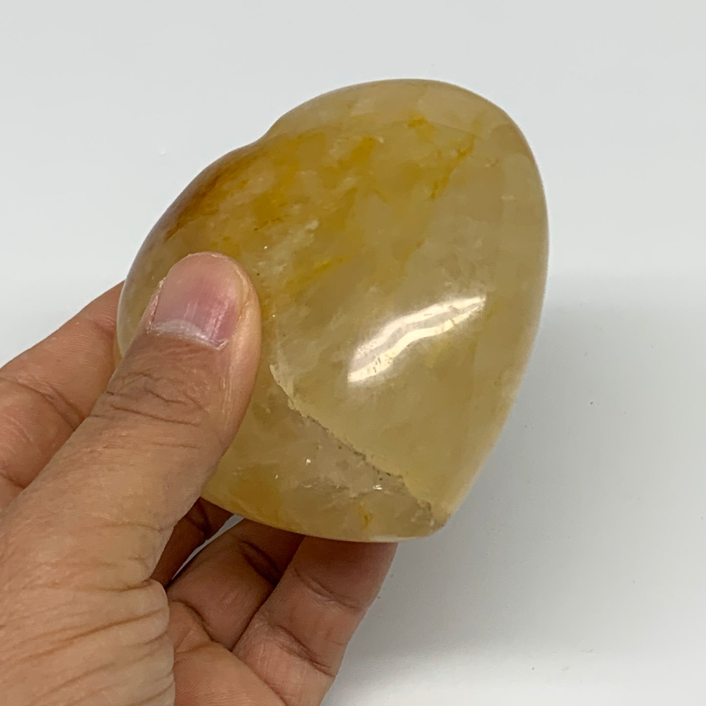 348.5g, 3.1"x3.1"x1.6" Yellow Healing Quartz Heart Crystal @Madagascar, B30575