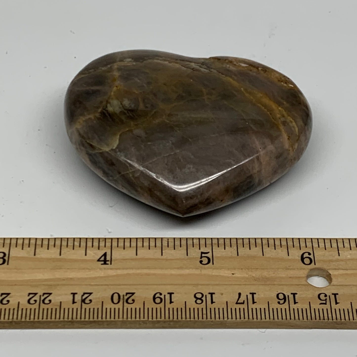0.26 lbs, 2.1"x2.7"x0.8", Black Moonstone Heart Polished Crystal Decor, B37845