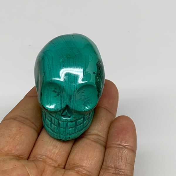 137.7g, 1.9"x1.4"x1.5", Natural Solid Malachite Skull From Congo, B32723