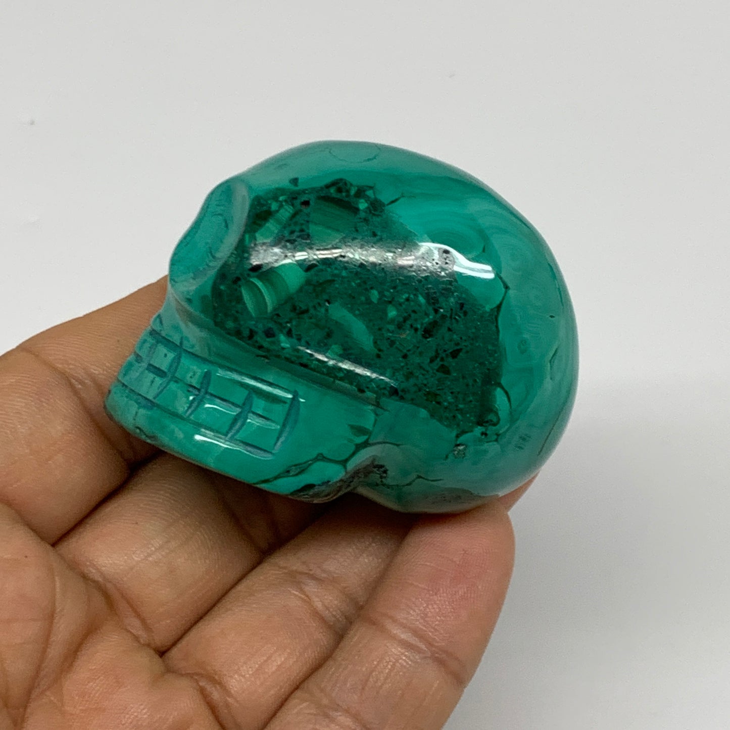 137.7g, 1.9"x1.4"x1.5", Natural Solid Malachite Skull From Congo, B32723