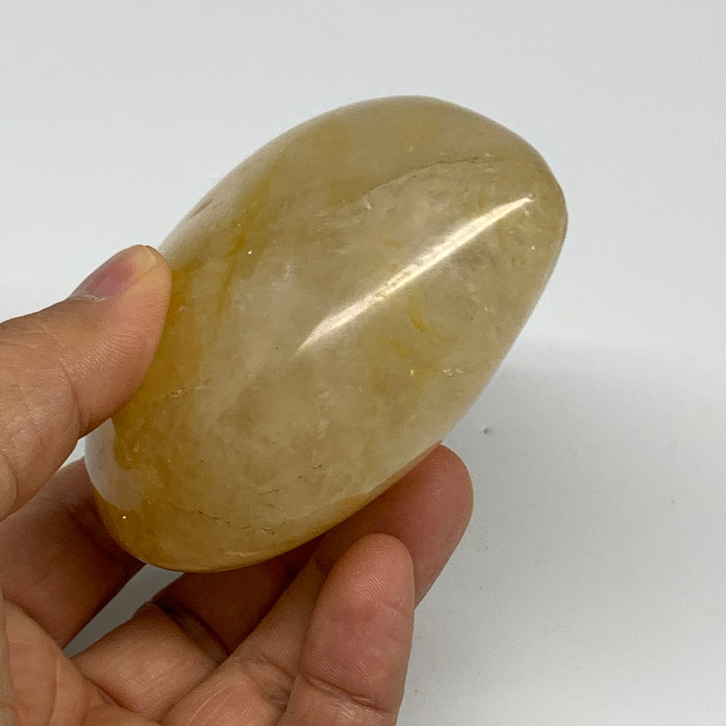 348.5g, 3.1"x3.1"x1.6" Yellow Healing Quartz Heart Crystal @Madagascar, B30575