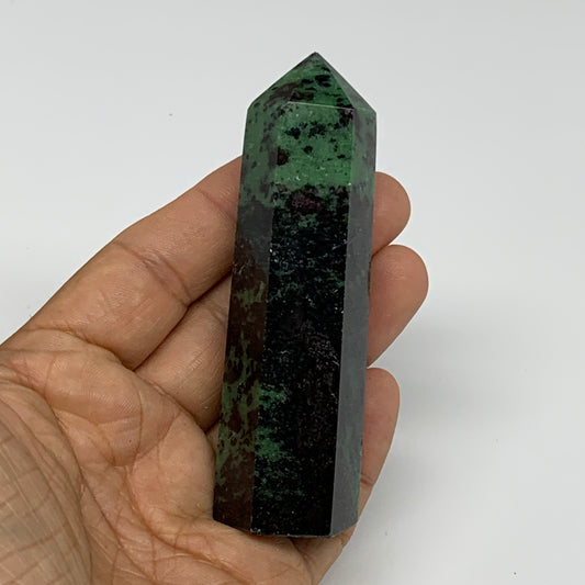 119.1g, 3.5"x0.9", Natural Ruby Zoisite Tower Point Obelisk @India, B31417