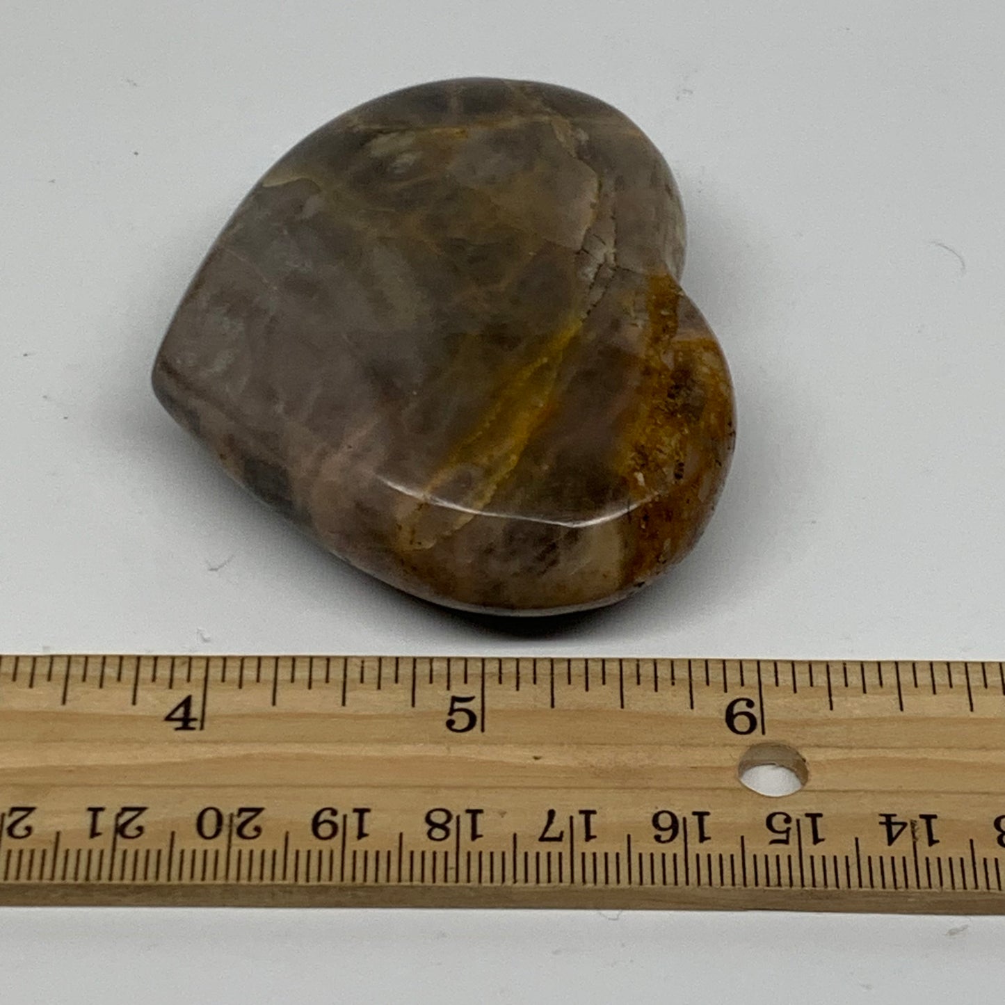 0.26 lbs, 2.1"x2.7"x0.8", Black Moonstone Heart Polished Crystal Decor, B37845