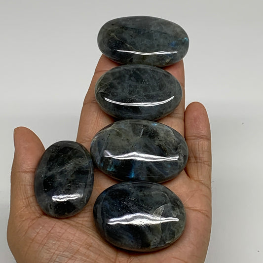208.9g, 1.7"-2", 5pcs, Labradorite Palm-stone Tumbled Reiki, B35557